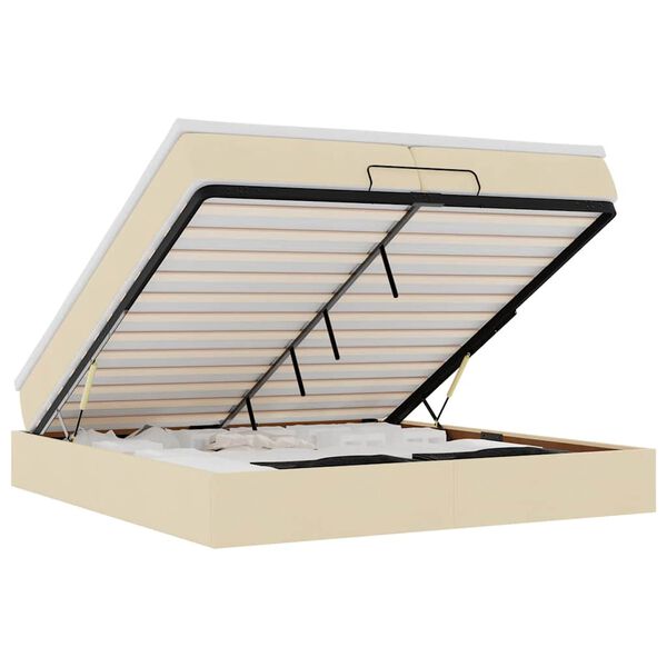 vidaXL Struttura Letto Pouf con Materassi Crema 200x200 cm in Tessuto