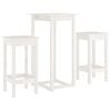 vidaXL Set da Bar 3 pz Bianco in Legno Massello di Pino