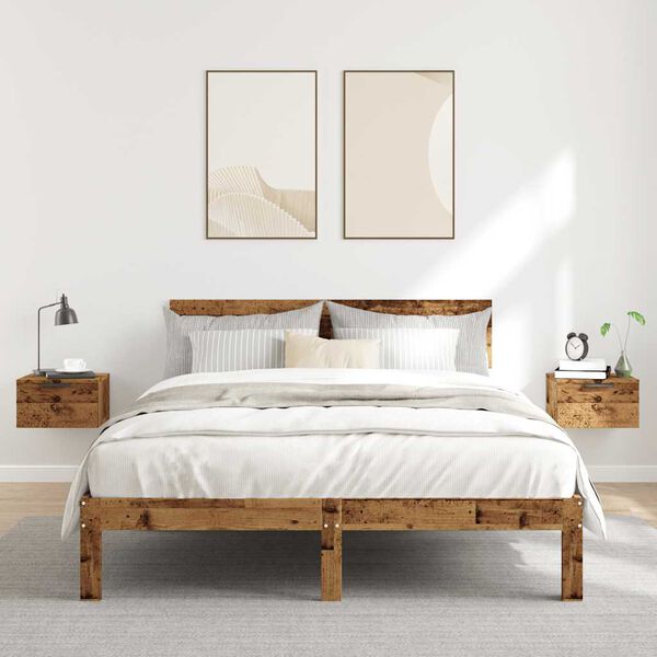 vidaXL Comodini a Muro 2 pz Legno Antico 34x30x20 cm