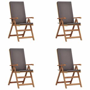 vidaXL Sedia da Giardino 4 pz Marrone e Grigio Legno di teak solido