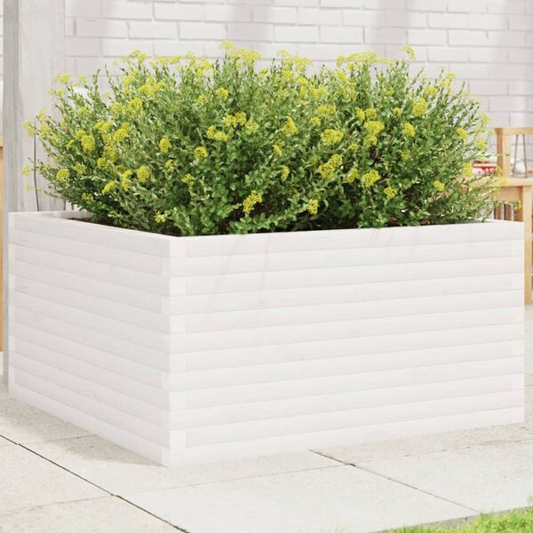 vidaXL Fioriera da Giardino Bianca 90x90x46 cm Legno Massello di Pino