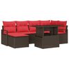 vidaXL Set Divano da Giardino con cuscino 7 pcs Marrone Poly Rattan