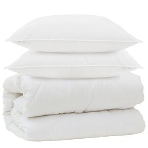 vidaXL Piumone con Cuscini con cuscino 3 pcs Bianco Microfibra