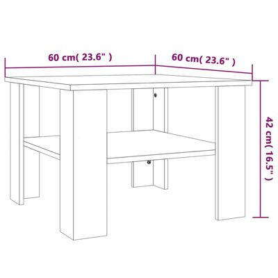 vidaXL Tavolino da Salotto Rovere Fumo 60x60x42 cm Legno Multistrato