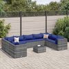 vidaXL Set Divani da Giardino 10 pz con Cuscini in Polyrattan Grigio