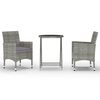 vidaXL Set Bistrot Giardino 3 pz Polyrattan e Vetro Temperato Grigio