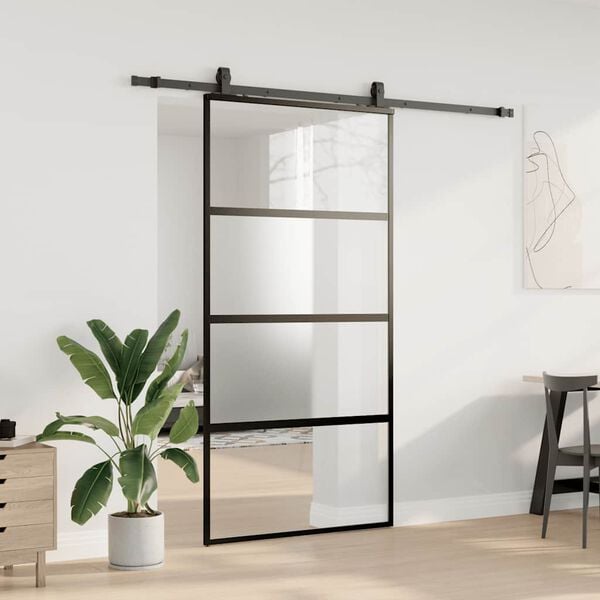 vidaXL Porta Scorrevole Ferramenta Nera 102,5x205 cm Vetro Temperato