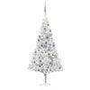 vidaXL Albero di Natale Preilluminato con Palline Argento 180 cm PET