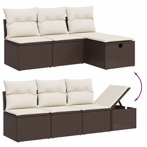 vidaXL Set Divani da Giardino 7 pz con Cuscini Marrone in Polyrattan