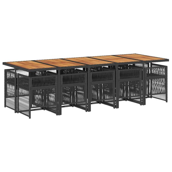 vidaXL Set da Pranzo da Giardino 11 pz con Cuscini in Polyrattan Nero