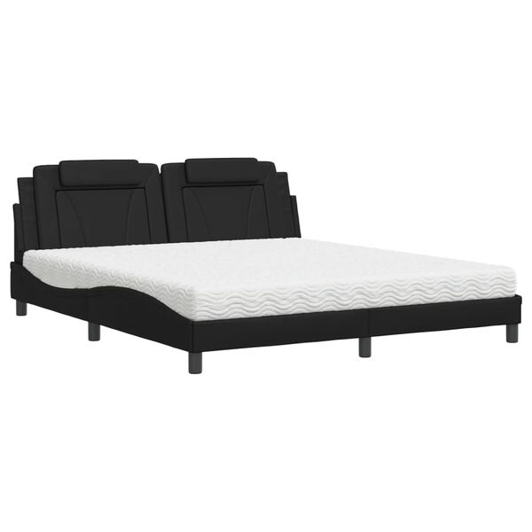 vidaXL Letto Viana con Materasso Nero 180x200 cm in Similpelle