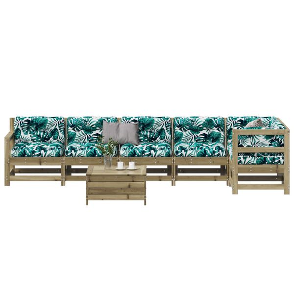 vidaXL Set Divani da Giardino 7pz con Cuscini Legno Impregnato di Pino