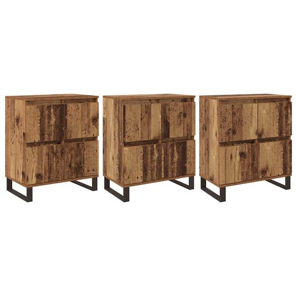 vidaXL Credenza 3 pcs Legno vecchio 60 x 35 x 70 cm