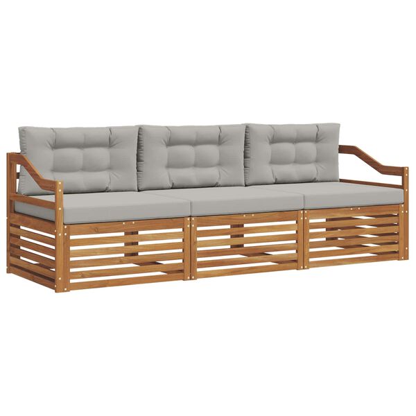 vidaXL Set di divani da esterno 3 pcs Grigio Naturale e Chiaro