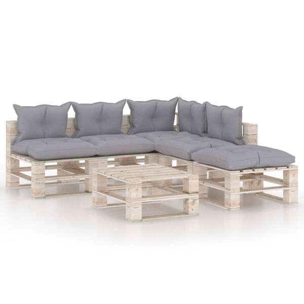 vidaXL Set Salotto Giardino su Pallet Cuscini 6 pz in Legno di Pino
