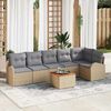 vidaXL Set Divano da Giardino con cuscino 7 pcs Beige polyrattan