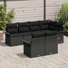 vidaXL Set Divano da Giardino con cuscino 7 pcs Nero Poly Rattan