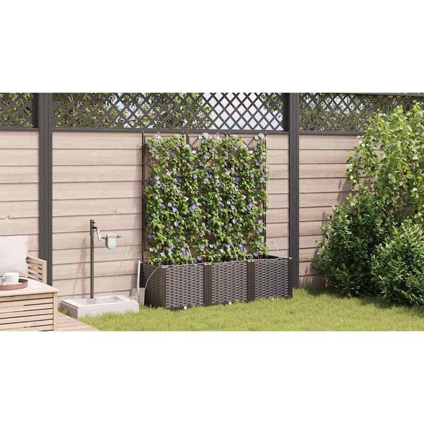vidaXL Vaso da giardino 3 pcs Marrone Acciaio