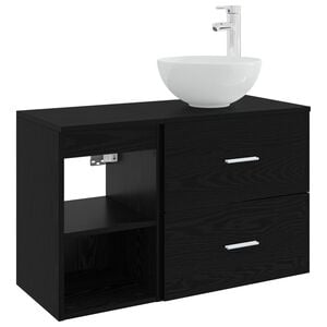 vidaXL Set di mobili per il bagno 2 pz Rovere Nero