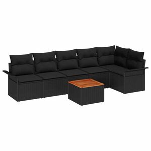 vidaXL Set Divano da Giardino con archiviazione 7 pcs Nero polyrattan