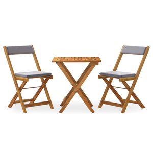 vidaXL Set da Bistr&ograve; Pieghevole 3pz con Cuscini Legno Massello Acacia