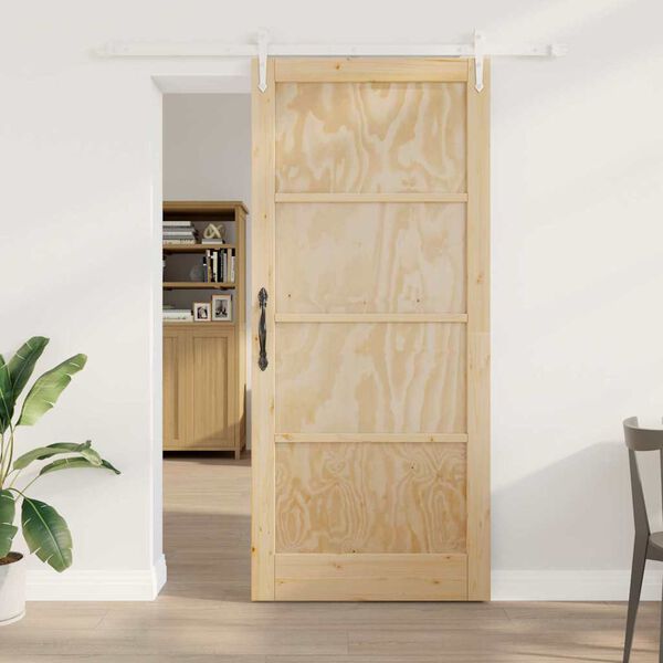 vidaXL Porta scorrevole ORKDAL Marrone 93 x 211 cm Pino massello