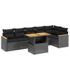 vidaXL Set Divani da Giardino con Cuscini 7pz Nero Polyrattan
