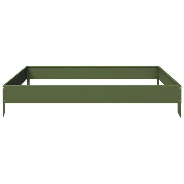 vidaXL Fioriera Rialzata Giardino Verde Oliva 100x100x18,5 cm Acciaio