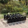 vidaXL Set da Pranzo per Giardino 13 pz con Cuscini in Polyrattan Nero