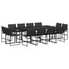vidaXL Set da Pranzo da Giardino 13 pz con Cuscini Nero in Textilene