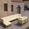 vidaXL Set Salotto Giardino e Cuscini 9 pz Legno Massello Pino Ambra