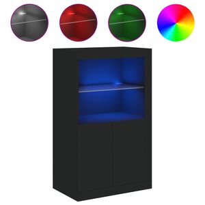 vidaXL Armadietto con Luci LED Nero in Legno Multistrato