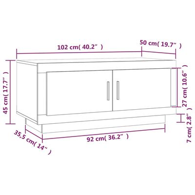 vidaXL Tavolino da Salotto Bianco 102x50x45 cm in Legno Compensato