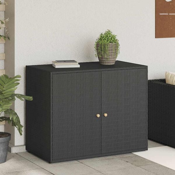 vidaXL Mobiletto da giardino nero 100x55,5x80 cm in polyrattan