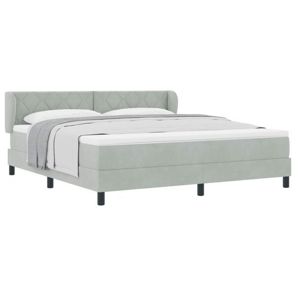 vidaXL Letto a molle con materasso Grigio chiaro 180 x 200 cm Velluto