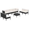 vidaXL Set Divani da Giardino 9 pz con Cuscini in Polyrattan Nero
