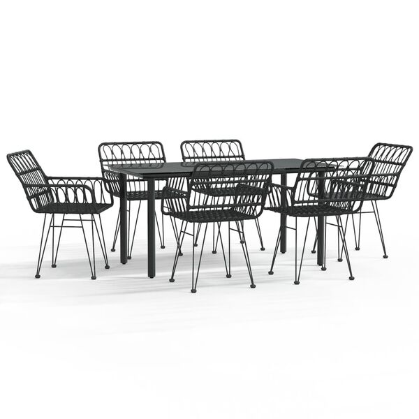 vidaXL Set da Pranzo da Giardino 7 pz Nero in Polyrattan
