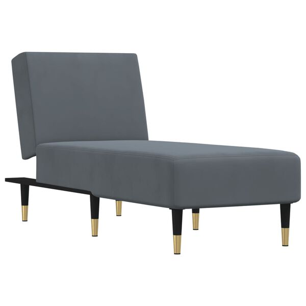 vidaXL Chaise Longue in Velluto Grigio Scuro