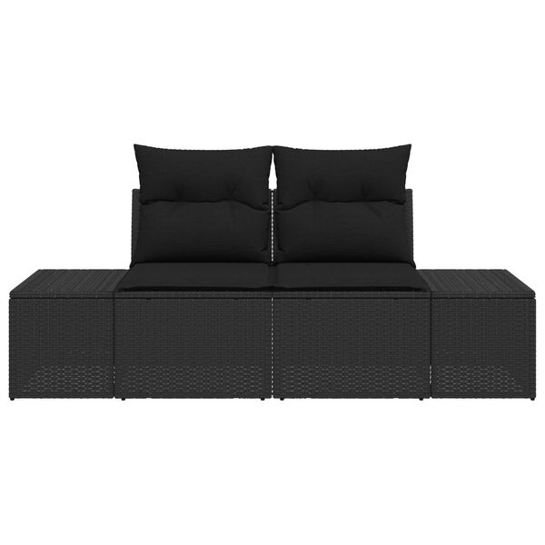vidaXL Divano da giardino Nero 123 x 62 x 69cm polyrattan