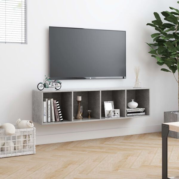 vidaXL Libreria/Mobile TV Grigio Cemento 143x30x36 cm