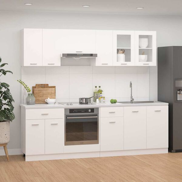 vidaXL Set Armadi da Cucina 8 pz Lyon Bianco in Legno Multistrato