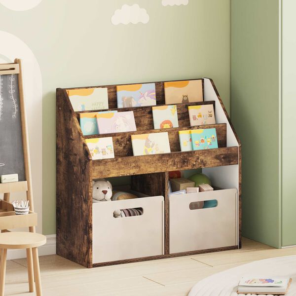 vidaXL Libreria per Bambini Rovere fum&eacute; 72,5 x 29,5 x 69 cm