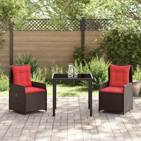 vidaXL Set da Pranzo per Giardino 3 pcs Marrone Poly Rattan