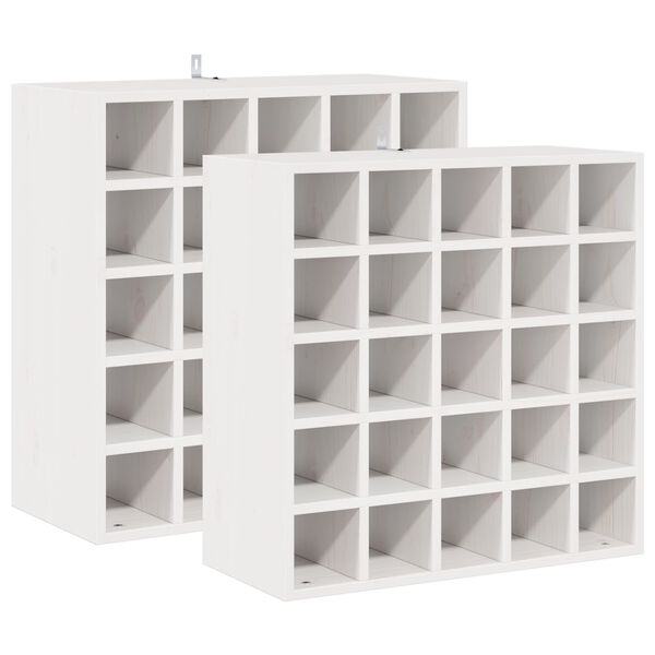 vidaXL Portabottiglie 2 pcs Bianco 56 x 25 x 56 cm Pino massello
