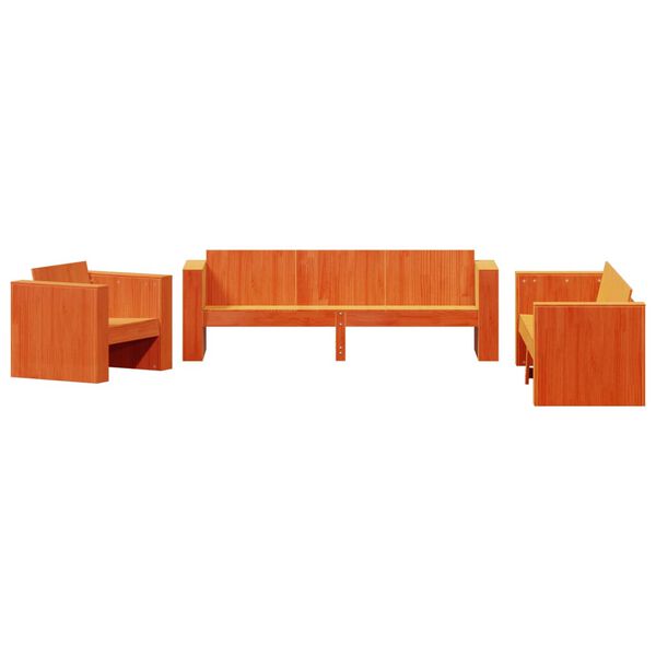 vidaXL Set Salotto da Giardino 2 pz Marrone Cera Legno Massello Pino