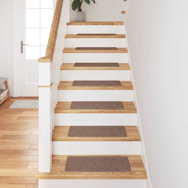vidaXL Tappetini Antiscivolo per Scale 15 pcs Marrone 60 x 25 cm PP