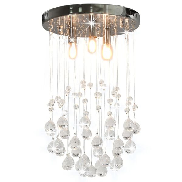 vidaXL Lampadario Perle di Cristallo a Sfera Argento 3 Lampadine G9