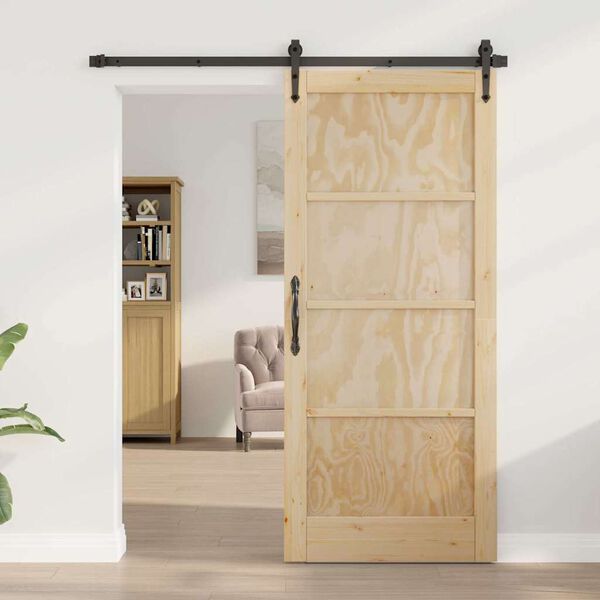 vidaXL Porta scorrevole ORKDAL Marrone 86 x 198,5 cm Pino massello