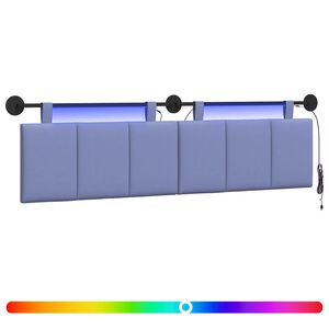vidaXL Testiera sospesa Con luce LED Blu jeans Tessuto