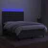 vidaXL Letto a Molle Materasso e LED Grigio Scuro 140x190cm in Tessuto